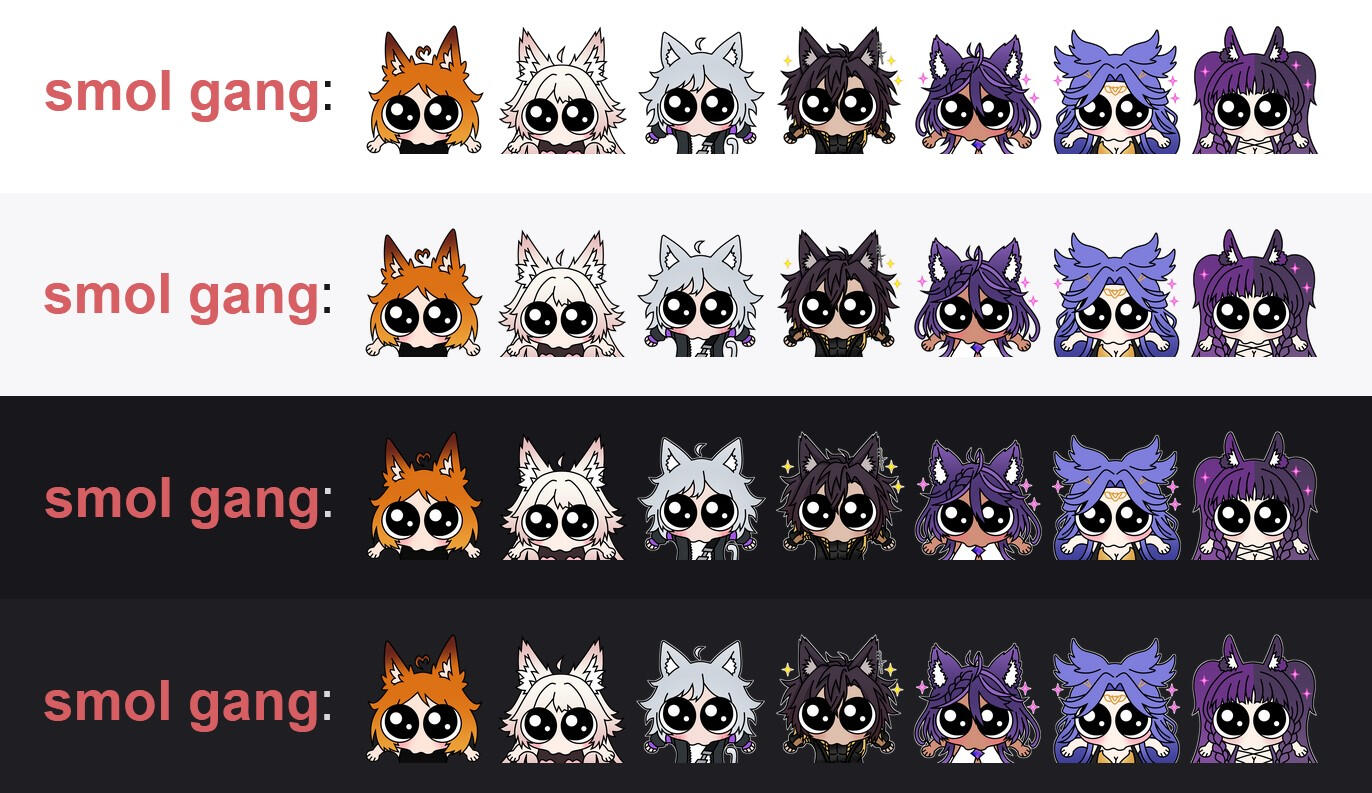 smol gang - my old OC, @xkitafox, @ShiroKomao, @jaxx_wolfe, @vixenstellavt, @BrittyWho, @lulubunnyvt